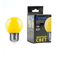 Лампа светодиодная 1Вт 230В E27 G45 матов. LB-37 желт. FERON 25879