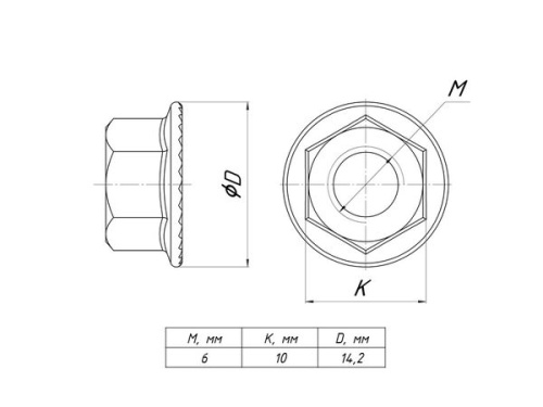 Гайка с фланцем М6 DIN 6923 | код gflm6 | EKF фото 3 Гайка с фланцем М6 DIN 6923 | код gflm6 | EKF фото 3