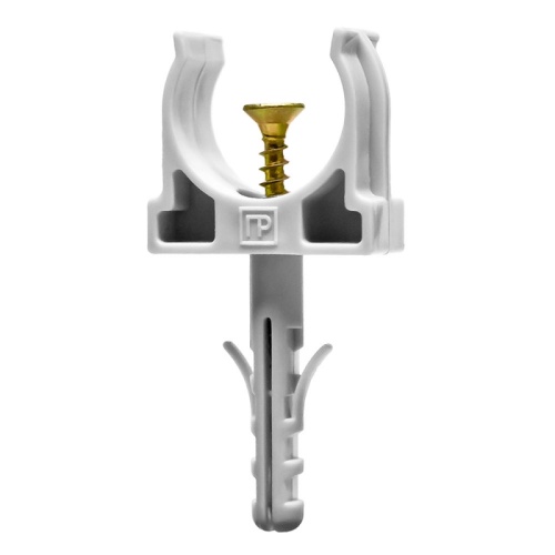 Крепеж-клипса с дюбелем и саморезом серая d20 мм в малой упаковке (10шт/900шт уп/кор) Промрукав | код PR13.0308 | ПРОМРУКАВ