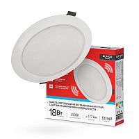Панель светодиодная встраиваемая круглая RLP-DD 18Вт 230В 6500К 1440Лм 177мм, датчик движения, белая IP40 IN HOME | код 4690612058443 | IN HOME