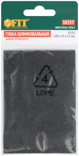 Губка шлифовальная алюминий-оксидная, 100х70х25 мм, Р 320 | код 38357 | FIT фото 3