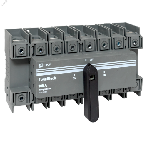 Рубильник 100A 4P реверсивный c рукояткой для прямой установки TwinBlock EKF | код tb-s-100-4p-rev | EKF Рубильник 100A 4P реверсивный c рукояткой для прямой установки TwinBlock EKF | код tb-s-100-4p-rev | EKF