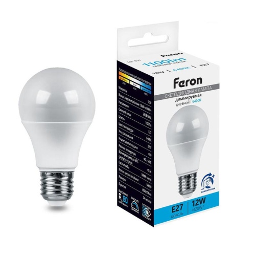 Лампа светодиодная LED 12вт Е27 дневной диммируемая | код 51054 | Feron