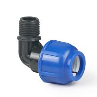 Отвод компрессионный наружн. резьба PN16 d25х3/4дюйм для ПЭ труб | код 14697 | RTP