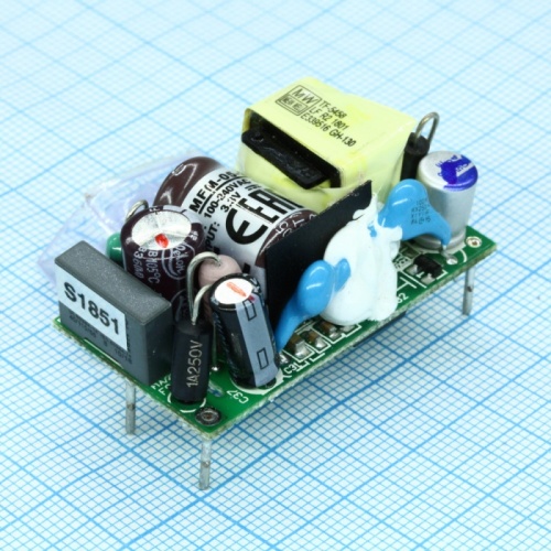 Источник питания AC-DC, 4.1Вт, вход 80...264В AC 47...440 Гц, выход 3.3В/1.25А, изоляция 4000В AC, без корпуса 42х22.3х20.5мм, -40...+85C | код MFM-05-3.3 | MeanWell