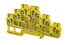 Клемма проходная пружинная 2,5 мм2, трехуровневая, на 6 подключения, желтая SQ2.5-3T-YELLOW | код 2102030004 | Elmex