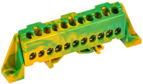 TEKFOR Шина PE земля в комб. изол. Стойка 6х9-11-ЖЗ IEK | код TF-NN10-11-DP-K52 | IEK TEKFOR Шина PE земля в комб. изол. Стойка 6х9-11-ЖЗ IEK | код TF-NN10-11-DP-K52 | IEK