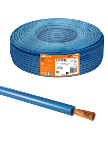 Провод ПуГВнг(А)-LS 1х2.5 ГОСТ (бухта 100м) синий ГОСТ | код SQ0124-0834 | РЭМЗ ТМ