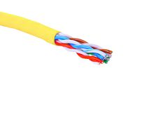 Кабель витая пара категории 5e, U/UTP, 4 пары, 24 AWG, нг(A)-HF, внутренней прокладки, желтый, коробка 305 м | код. 19C-U5-12YL-B305 | Eurolan