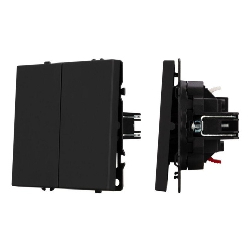 Механизм выключателя двухклавишный непроходной SWT-NOBE-MK02-SFPL-BK 230В 10А Arlight 054252