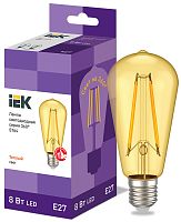 Лампа светодиодная ST64 ретро золото 8Вт 230В 2700К E27 серия 360° | код LLF-ST64-8-230-30-E27-CLG | IEK