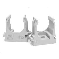 Крепеж-клипса для труб атмосферостойкая для прямого монтажа серая в п/э d20 мм (100шт/1100шт уп/кор) Промрукав | код PR13.0402 | ПРОМРУКАВ