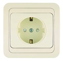 Розетка 1-м СП Mimoza 16А IP20 с заземл. защ. шторки крем./крем. Makel 25058