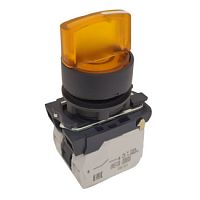 Переключатель КПЕ2120РЛ-220В-желтый-2но+0нз-ручка-фикс-3поз-индикатор-IP40-КЭАЗ | код 354431 | КЭАЗ