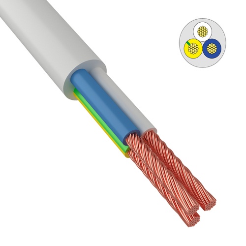 Провод соединительный ПВС 3x1,5 мм кв 150 м белый ГОСТ 7399-97 | код 01-8046-4 | REXANT