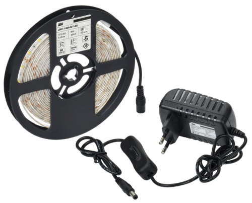 Комплект DIY (2835WW60-4,8-IP65-12В 5м + др. + выкл.) IEK | код LSR1-1-060-65-1-05-S1 | IEK