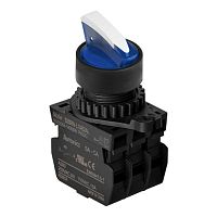 Головка переключателя S2SRN-L1AB, с короткой ручкой тип sharck под подсветку, цвет синий, 2-х позиционный 600 с самовозвратом, монтажное отверстие ?22/25мм | код A8026-A5550003735 | РЕЛЕ И АВТОМАТИКА