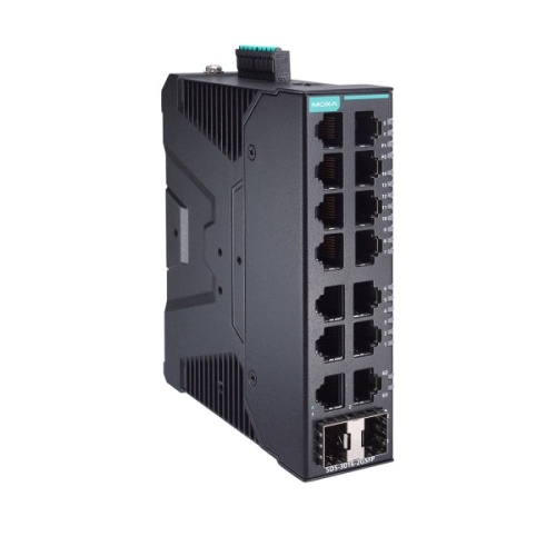 Коммутатор SDS-3016-2GSFP Smart Managed Ethernet switch with 14 10/100BaseT(X) ports, 2 100/1000BaseSFP ports, -10 to 60 C t, dual power supply 12/24/48 VDC | код 00-06136888 | MOXA