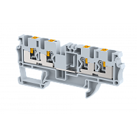 Клемма проходная PUSH-IN 4 мм2, на 4 подключения, серая PQ4-2X2-GREY | код 3103060000 | Elmex