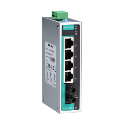 Коммутатор EDS-205A-M-ST-T 5 port switch, 4 x 10/100 TX, 1 x 100 FX (multimode), dual power, ST connector, t:-40/+75 | код 00-06062753 | MOXA