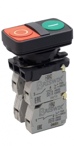 Выключатель Briswik КМЕ 8603м зел-красн IP65 УХЛ3 10А 0но+3нз | код aB-FB-5Ai-0634 | Briswik