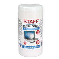 Чистящие салфетки для экранов и пластика универсальные STAFF, 10х12 см, туба 100 шт., влажные, 512657 | код 512657 | STAFF