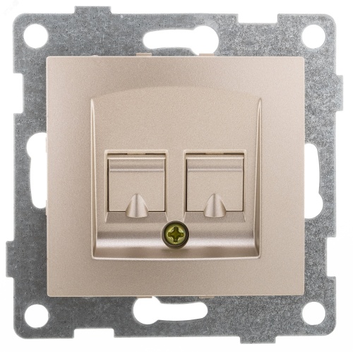 Bravo Розетка компьютерная RJ45, двойная, скрытая установка. шампань | код С10К2-027 | GUSI ELECTRIC Bravo Розетка компьютерная RJ45, двойная, скрытая установка. шампань | код С10К2-027 | GUSI ELECTRIC