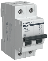 Авт. выкл. ВА47-29М 2P 1,6А 4,5кА C GENERICA | код MVA21-2-D16-C-G | GENERICA by IEK