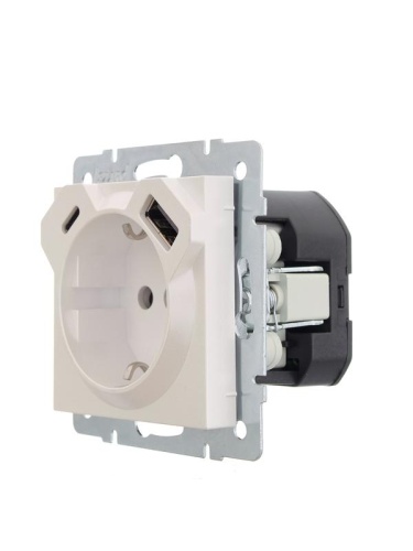 VESNA Розетка с/з TC+USB разъём жемч. бел. перл. | код 742-3088-181TC | LEZARD фото 2