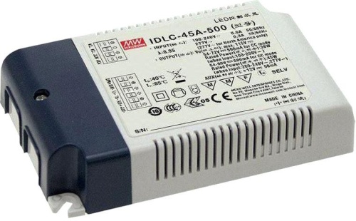 Источник питания AC-DC, 44.8Вт, вход 90…295В AC, 47…63Гц/125…417В DC, ККМ, выход 19…32В/1400мА, изоляция 3750В AC, в кожухе 120х75х25, -20…+80С (корпус), димминг 0...10 В/ШИМ, доп. выход 12В/50 мА | код IDLC-45A-1400 | MeanWell Источник питания AC-DC, 44.8Вт, вход 90…295В AC, 47…63Гц/125…417В DC, ККМ, выход 19…32В/1400мА, изоляция 3750В AC, в кожухе 120х75х25, -20…+80С (корпус), димминг 0...10 В/ШИМ, доп. выход 12В/50 мА | код IDLC-45A-1400 | MeanWell
