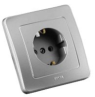 Розетка скрытая с заземлением серебро | код РС16-311-06 | HEGEL