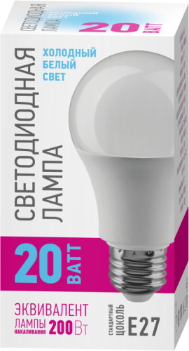 Лампа светодиодная 90 445 OLL-A60-20-230-6.5K-E27-PROMO 20Вт грушевидная 6500К E27 220-240В ОНЛАЙТ 90445