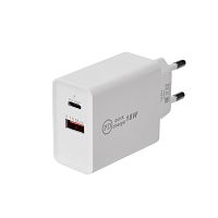 Сетевое зарядное устройство для iPhone/iPad REXANT Type-C + USB 3.0 с Quick charge, белое | код 16-0278| REXANT
