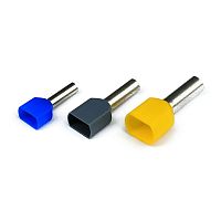 Наконечник-гильза с изолированным фланцем двойная для кабеля сечением 0,34кв., длина контактной части 8, голубой | код 2ART5021BLN | DKC