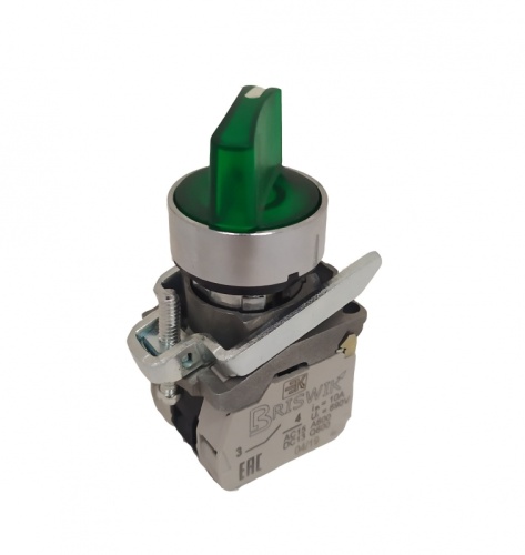 Переключатель Briswik КПЕ 1130 -РЛС 220В зеленый IP40 УХЛ3 10А 3но+0нз | код aD-XB-0Ai-7331 | Briswik