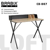Стол на металлокаркасе BRABIX LOFT CD-007, 800х500х840 мм, органайзер, комбинированный | код 641227 | BRABIX