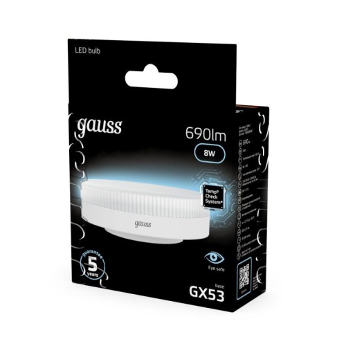 Лампа светодиодная Black 8Вт таблетка 4100К нейтр. бел. GX53 690лм | код 108008208 | Gauss фото 4 Лампа светодиодная Black 8Вт таблетка 4100К нейтр. бел. GX53 690лм | код 108008208 | Gauss фото 4
