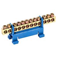 Шина N нулевая с синим изолятором тип Стойка на DIN-рейку 6x9 мм 12 групп REXANT | код 11-2355 | REXANT