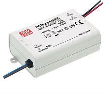 Источник питания AC-DC, 20Вт, стабилизатор тока, вход 180…295В AC, выход 350мА/40-58В, ККМ, изоляция 3750В AC, в кожухе84х57х29.5мм, -30…+60С, возможность подключения диммера на входе | код PCD-25-350B | MeanWell