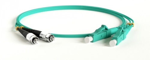 Патч-корд волоконно-оптический (шнур) MM 50/125(OM3) FC-LC duplex LSZH 10 м, Hyperline FC-D2-503-FC/PR-LC/PR-H-10M-LSZH-AQ | код 247674 | Hyperline