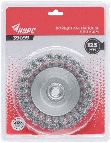 Корщетка-чашка, гайка М14, стальная витая проволока 125 мм, блистер | код 39099 | FIT фото 3