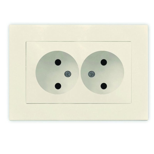 Розетка 2-м СП Афина 16А IP20 без заземл. в сборе сл. кость (ivory) | код A0102-I | Universal Розетка 2-м СП Афина 16А IP20 без заземл. в сборе сл. кость (ivory) | код A0102-I | Universal
