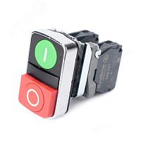 Кнопка SB4 двойная в сборе модульная 22мм зелен I+красн O металл 1НО+1НЗ | код SB4BA73415 | Systeme Electric