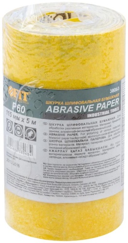 Рулон шлифовальный мини на бумажной основе алюм./оксидный абразивный слой 115ммх5м Р 60 FIT 38063