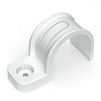 Крепеж-скоба пластиковая односторонняя для прямого монтажа атмосферостойкая белая в п/э d32 мм (25шт/375шт уп/кор) Промрукав | код PR13.0379 | ПРОМРУКАВ