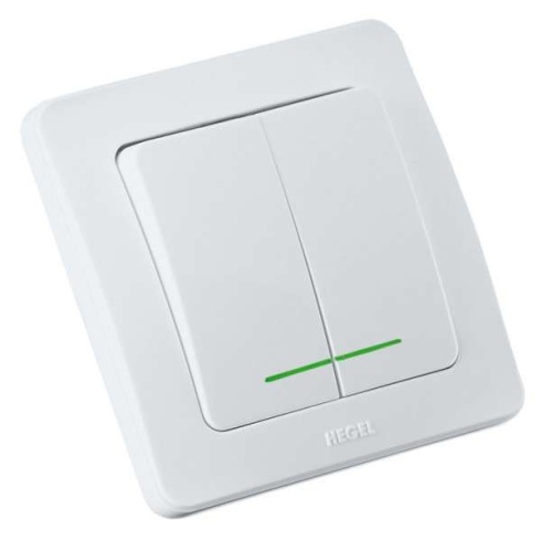 Выключатель двухклавишный скрытый с индикацией белый 16А | код ВС16-352 | HEGEL Выключатель двухклавишный скрытый с индикацией белый 16А | код ВС16-352 | HEGEL