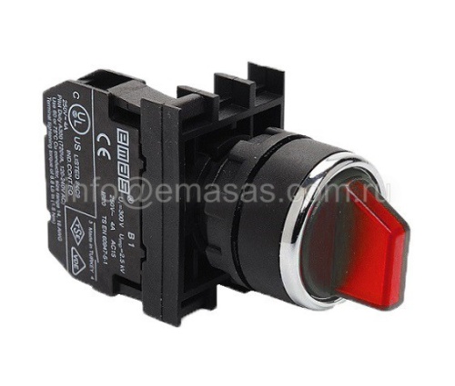 Переключатель с подсветкой светодиод 0-1 с фиксацией красный (1НО) 12-30 В AS-DS B160SL20K | код B160SL20K | EMAS