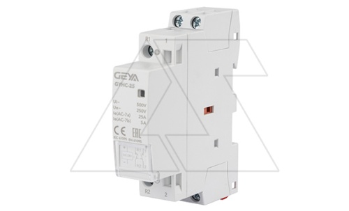 Контактор модульный GYHC-2P, 25A, 1NO+1NC, 230VAC, 1M | код GYHC2511230 | GEYA