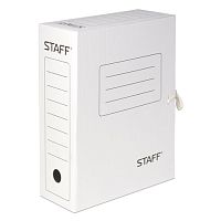 Папка архивная с завязками А4 (325х250 мм), 100 мм, до 900 листов, микрогофрокартон, БЕЛАЯ, STAFF, 128874 | код 128874 | STAFF
