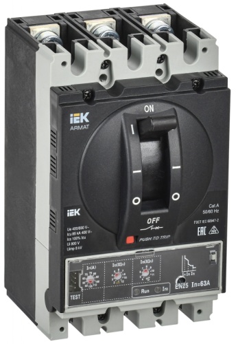 ARMAT Авт. выкл. лит. корпус 3P A 85кА 63А эл. станд. IEK | код AR-MCCB-3A-085-0063A-ELSC | IEK